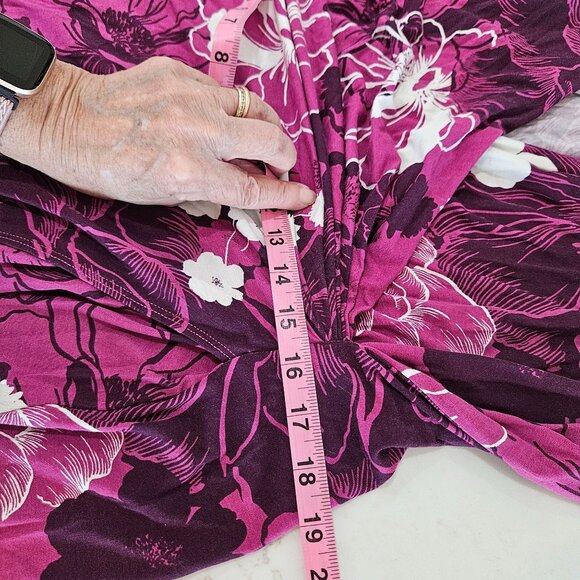 Tommy Bahama Dress Size XL Foral Purple Sleeveless Faux Wrap Tropical - Picture 6 of 9
